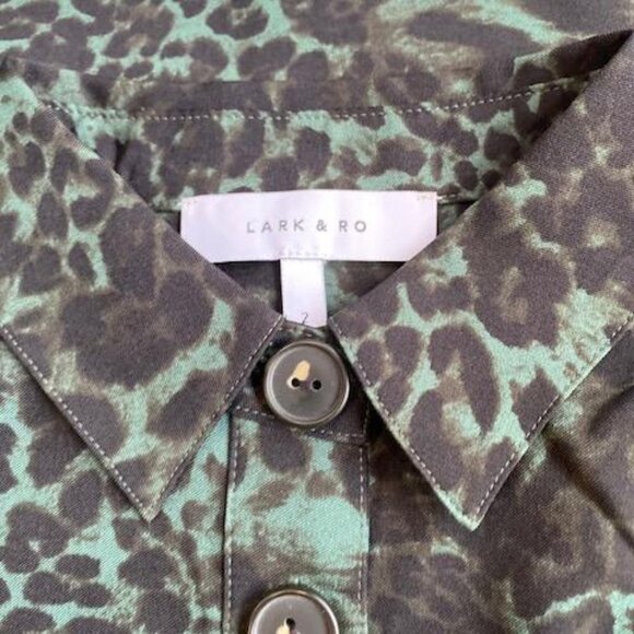 Lark & Ro Florence Short Sleeve Collar Ruched Front Sheath Shirt Dress, Size 2 - Picture 7 of 8